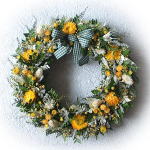 お部屋を明るく飾るイエロー系リース